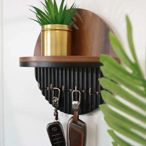 Wooden Key Holder with Shelf