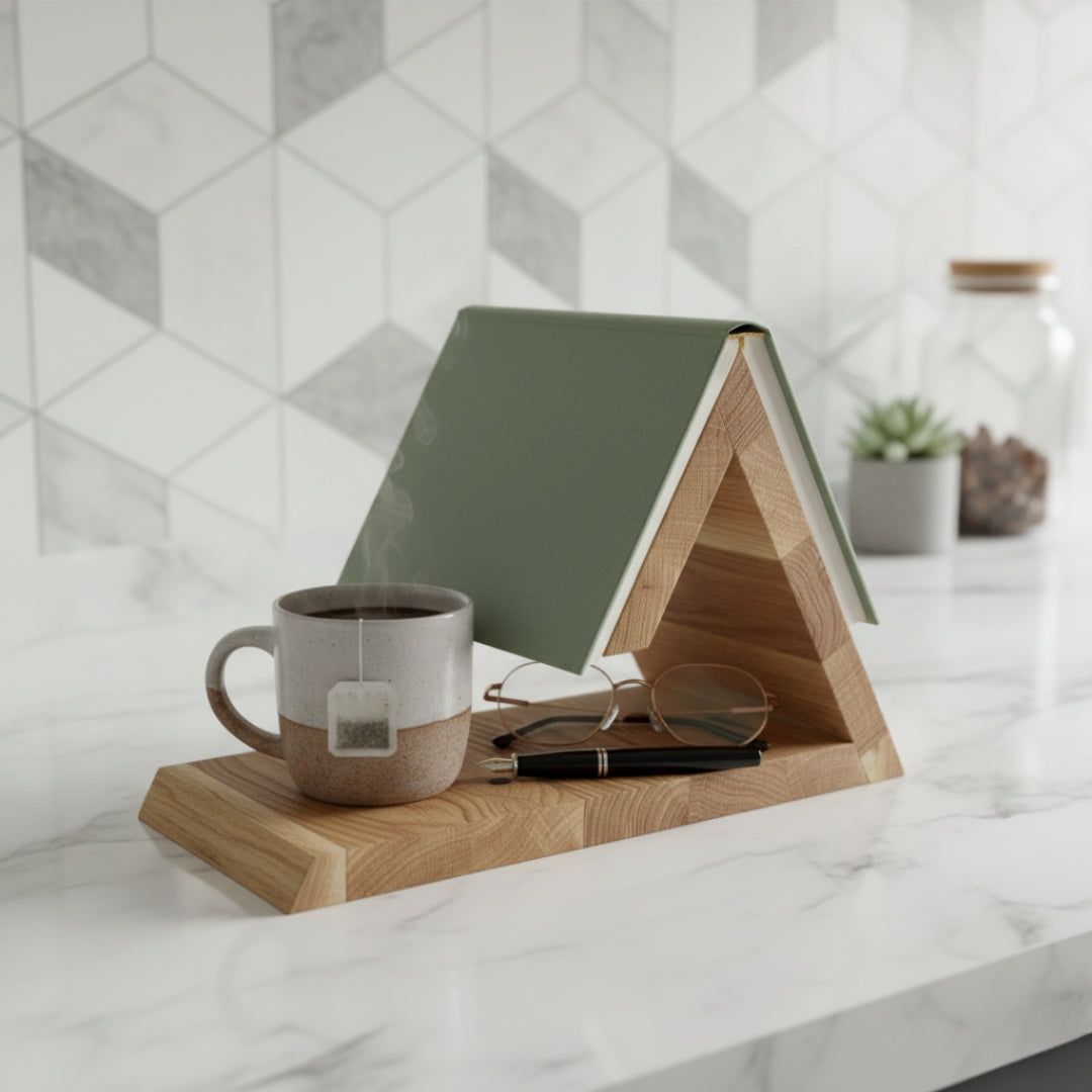 Wooden Triangle Book Holder