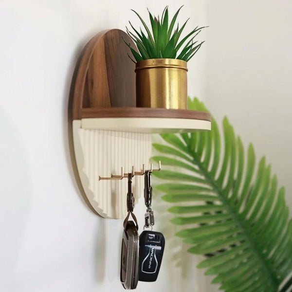 Wooden Key Holder with Shelf