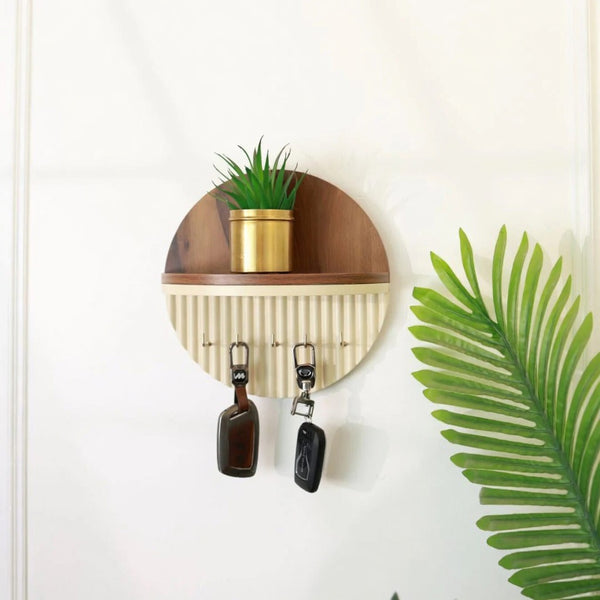 Wooden Key Holder with Shelf