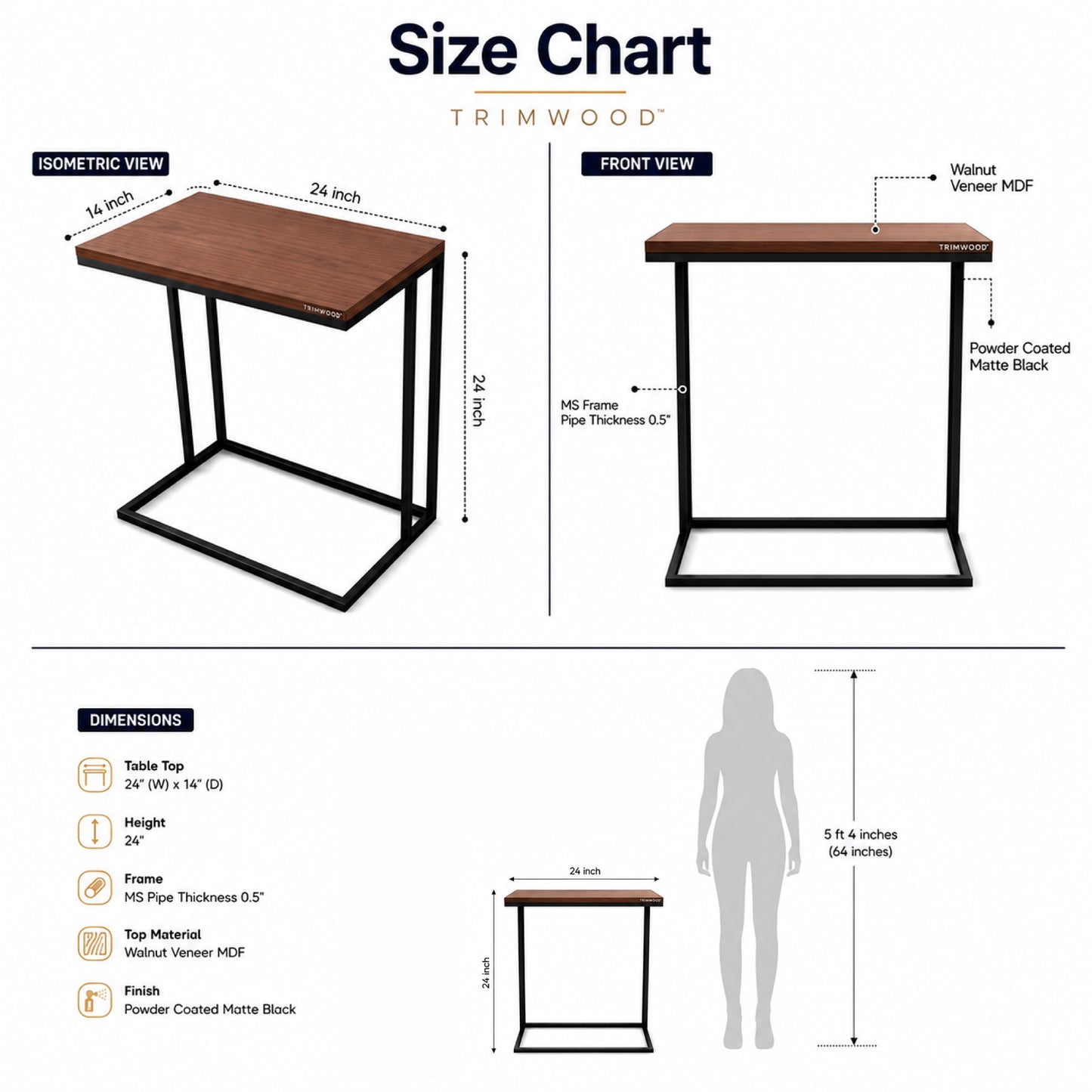 Modern Wooden Table with Metal Frame