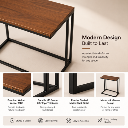Modern Wooden Table with Metal Frame