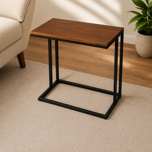 Modern Wooden Table with Metal Frame