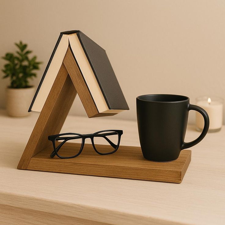 Wooden Triangle Book Holder