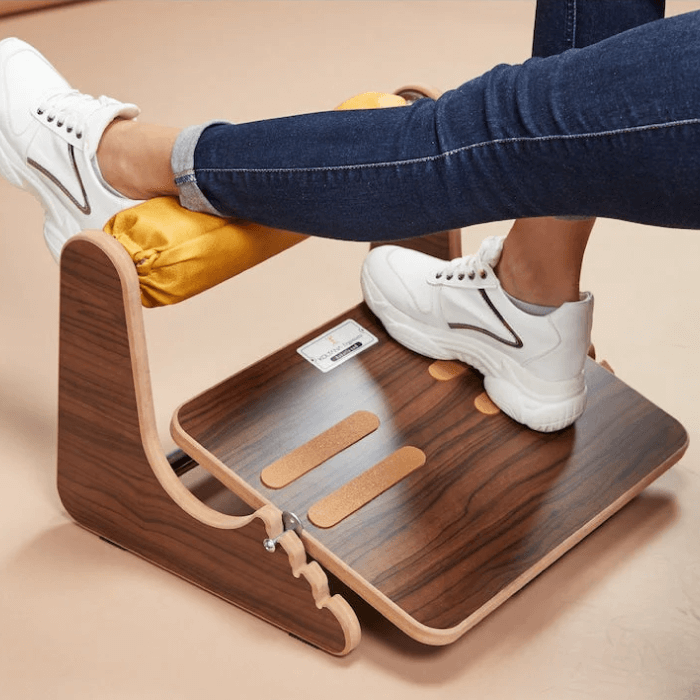 Adjustable wooden under desk footrest for office and home use