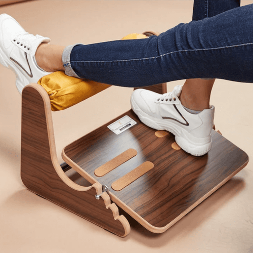 Adjustable wooden under desk footrest for office and home use