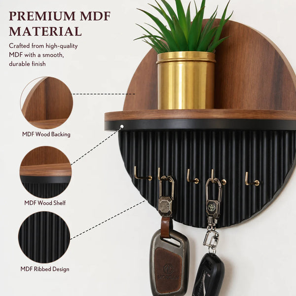 Wooden Key Holder with Shelf